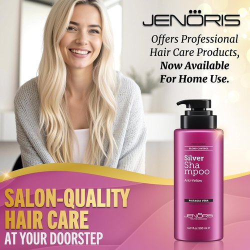 Jenoris Silver Purple Shampoo - Neutralizes Yellow & Brassy Tones for Blonde & Gray Hair | 16.9 Fl Oz