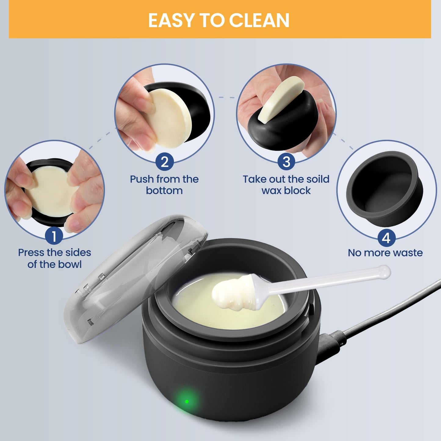 Suerbeaty Ear Nose Wax Kit Men, Ear Nose Waxing Kit, Ear Hair Removal Wax with 100 g Wax, 20 Applicators, 30 Ear Protective, 15-20 Times, Usb Rapid Heating, Constant Temperature, Painless, Black