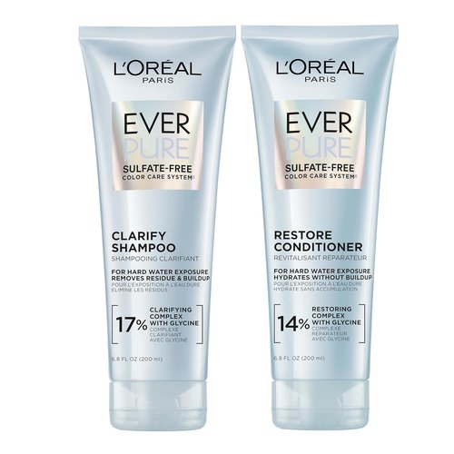 L'Oreal Paris EverPure Clarify & Restore Shampoo and Conditioner Set - Sulfate-Free, Antioxidant-Rich for Hard Water & Build-Up, 1 Kit