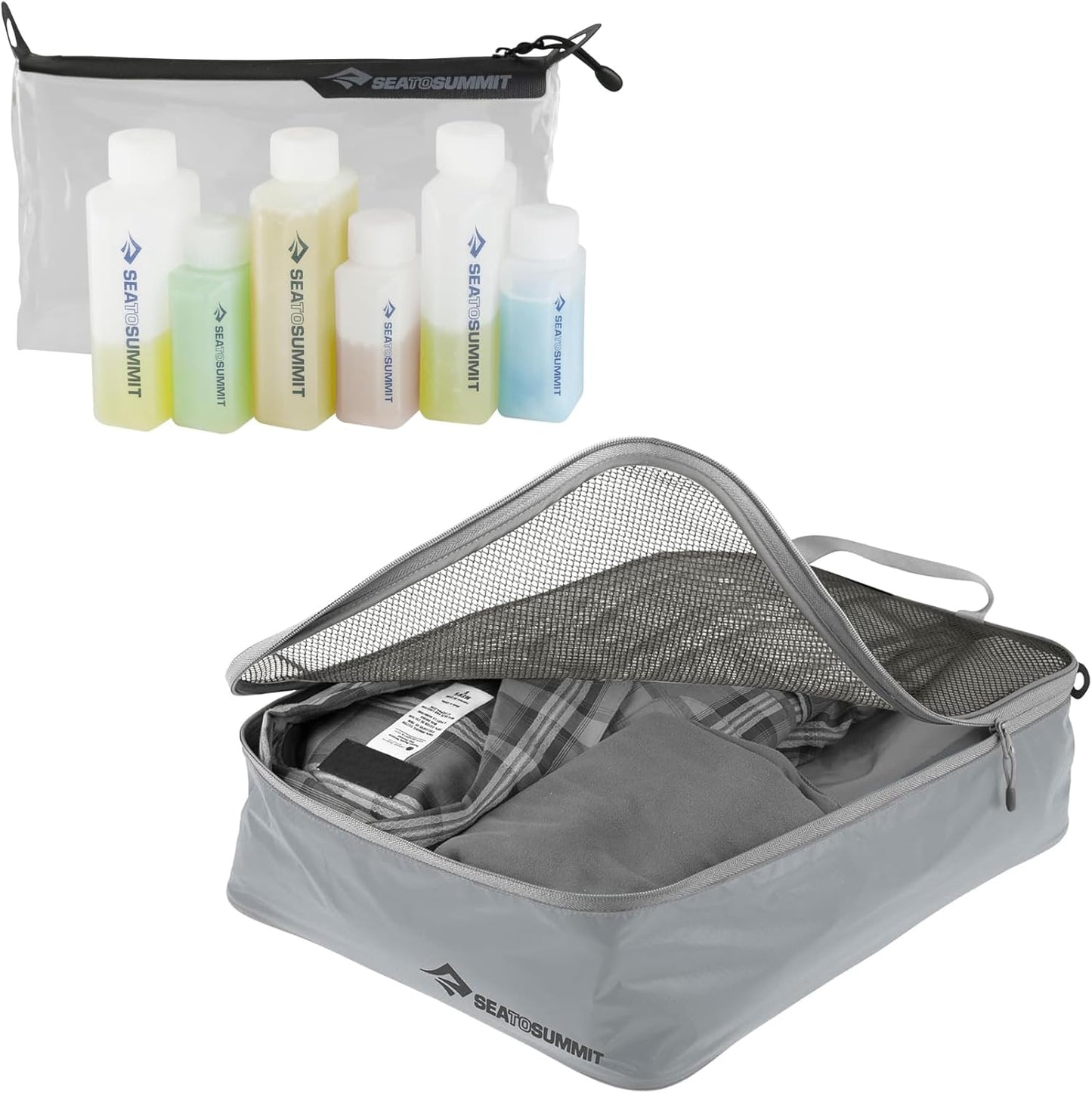 Sea to Summit Travel System - TSA-Approved Clear Zip Pouch with Travel Bottles & Mesh Bag