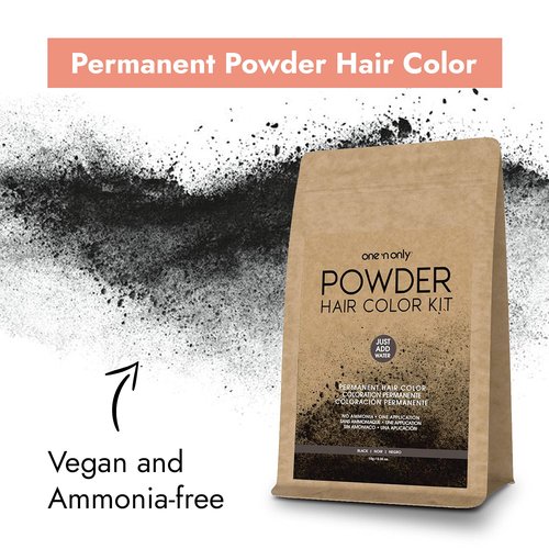 One N' Only Powder Hair Color Kit - Black | Permanent Color, 100% Gray Coverage, Just Add Water