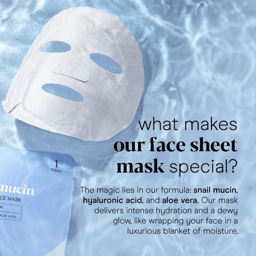 Baebody Snail Mucin Face Mask - Hydrating Sheet Mask with Hyaluronic Acid | 6 Pcs for Youthful Skin