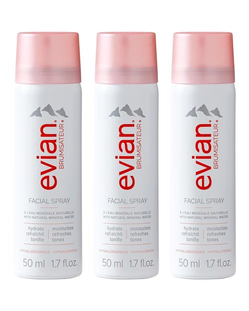 Evian Facial Spray 1.7 oz - Hydrating Mineral Water Mist for Refreshing Makeup & Toning Skin - TSA-Approved Travel Size