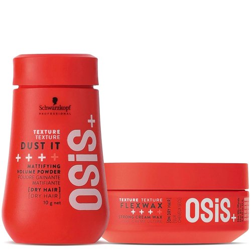 OSiS+ Dust It Mattifying Volume Powder & Flexwax Ultra Strong Hair Styling Cream Bundle - 0.35 oz & 2.8 oz