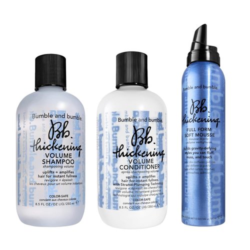 Bumble and Bumble Thickening Volumizing Shampoo, Conditioner & Mousse Set - Full Size | Heat Protectant for Fine to Medium Hair Types