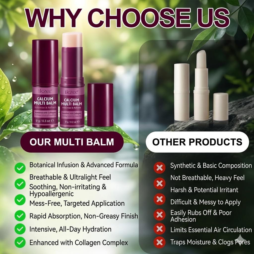 Skiennix Premium Calcium Multi Balm Stick - Gentle Firming & Hydrating Collagen Moisturizer | 9g, Anti-Wrinkle Care for Eyes, Face & Neck