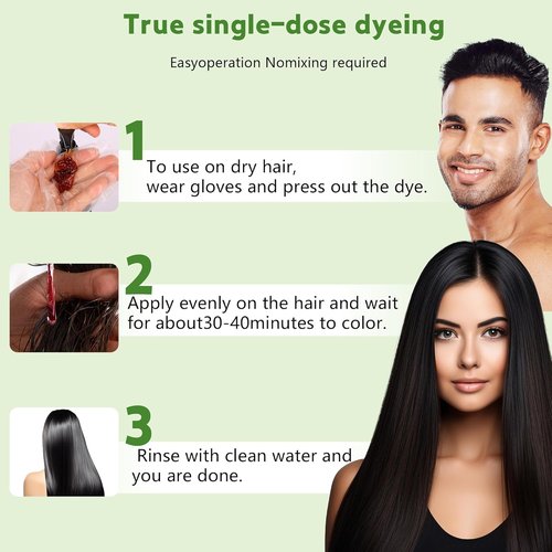 Regine Switzerland Black Hair Dye Gel - 3-in-1 Gentle Formula for Men & Women | Complete Gray Coverage, 200ml