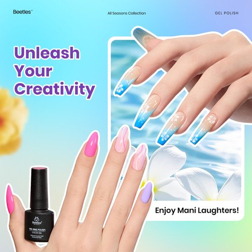 Beetles Spring Gel Nail Polish Set - Vibrarnt Holiday 55 Colors Gel Polish Kit with 5 Pcs Base Glossy Matte Top Coat UV LED Soak off Nail Polish Red Brown Pink Green Blue Easter Gifts for Women