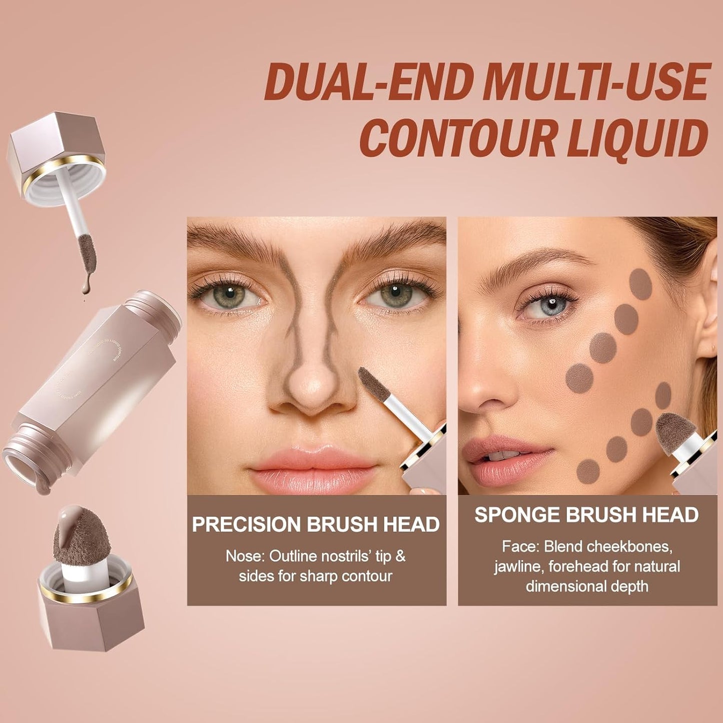 Skiennix Dual-Ended Sculpt Liquid Contour Stick - Long-Lasting Buildable Cream Bronzer, 03 Taupe
