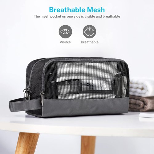 Gonex Travel Toiletry Bag - Durable Nylon Shaving Organizer in Classic Black