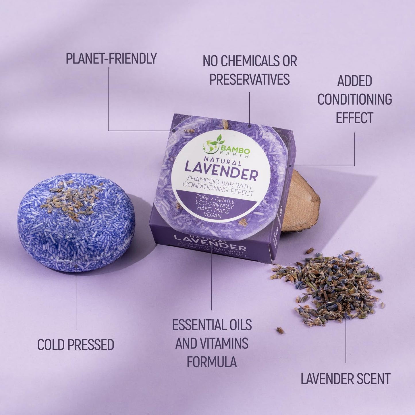 Skiennix Solid Shampoo Bar | 100% Organic Hair Soap with Lavender Essential Oils - Eco-Friendly Packaging