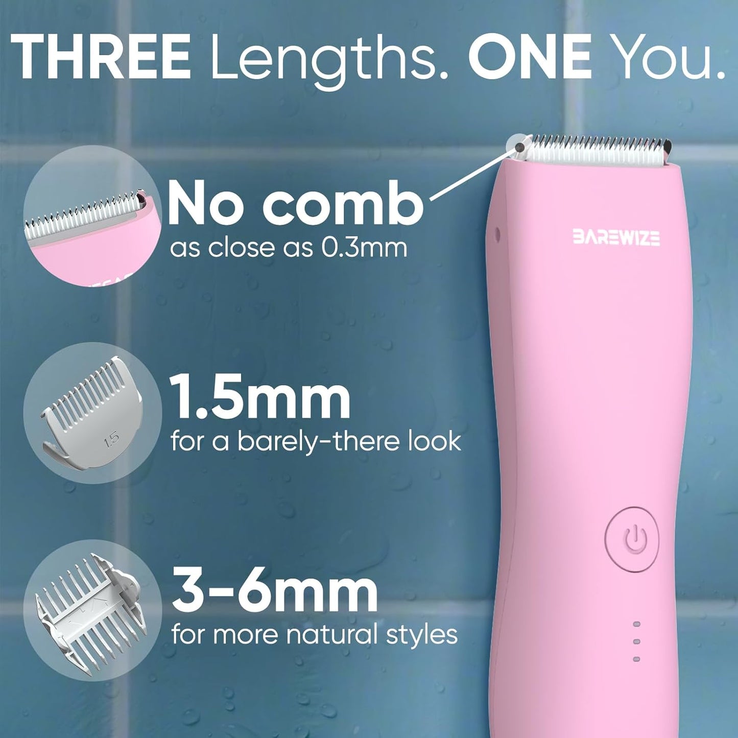 Skiennix Bikini Trimmer for Women - Waterproof, USB-C Rechargeable with LED Light & Replaceable Blade | Electric Lady Shaver (Rose)