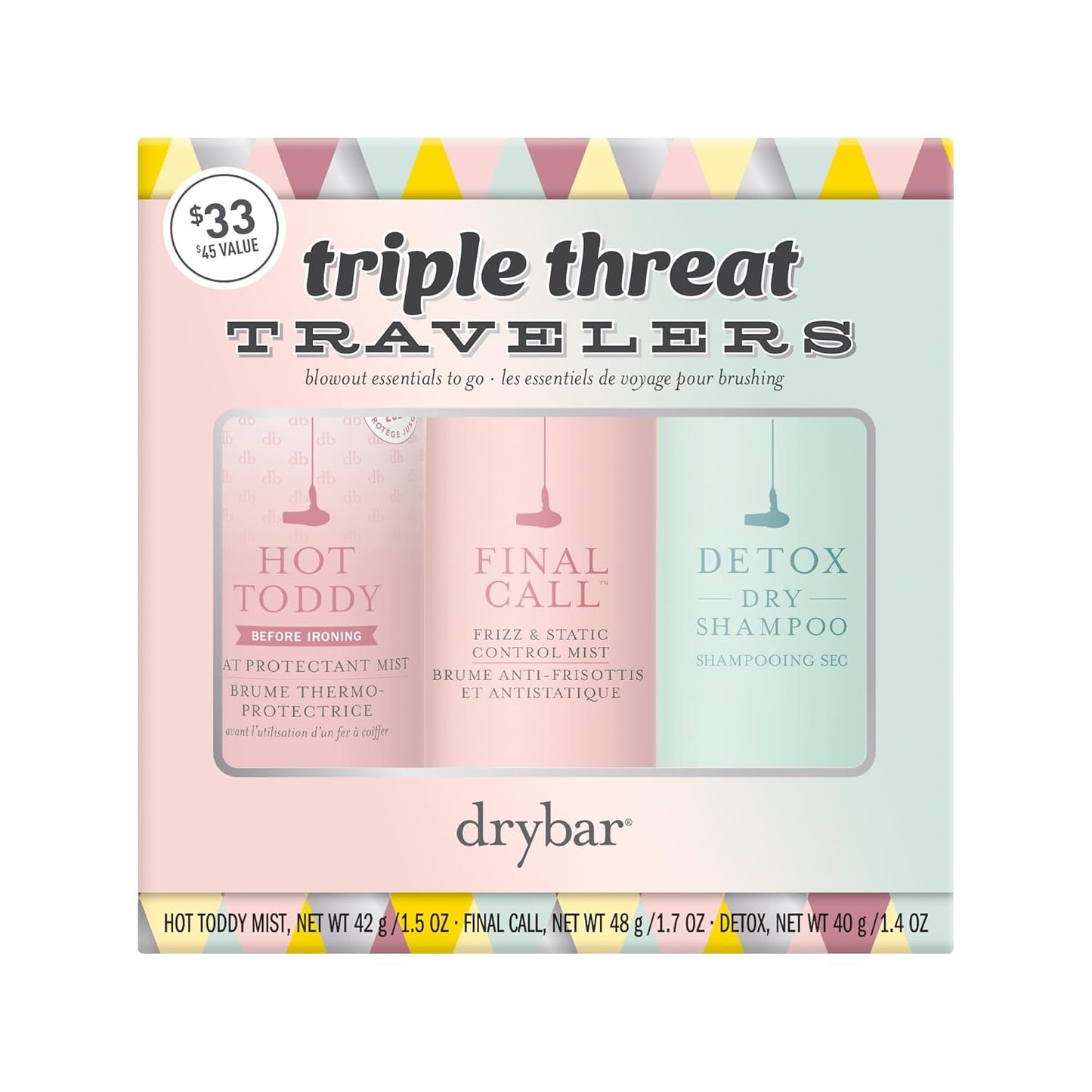 Drybar Triple Threat Travelers Kit - Essential Hair Styling Tools for On-the-Go Glam | Perfect for All Hair Types