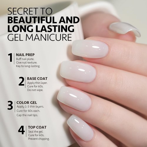 GAOY Jelly Gel Nail Polish, 16ml Sheer Translucent Soak Off Gel Polish, UV Light Cure for Nail Art DIY, 2899 Jelly White
