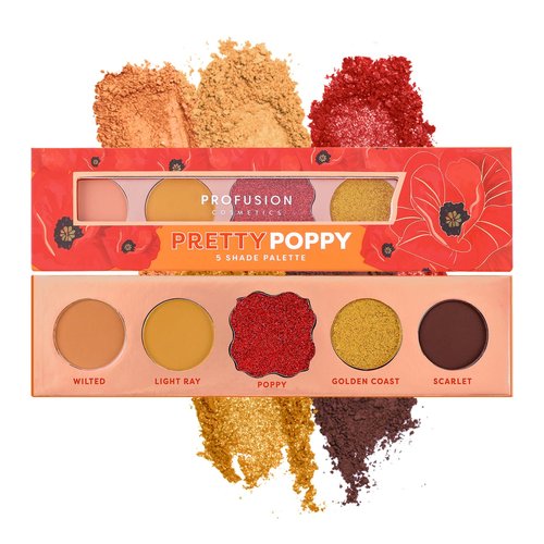 Profusion Cosmetics Mini Eyeshadow Palette - 5 Highly Pigmented Shades, Blendable & Travel-Friendly (Pretty Poppy)