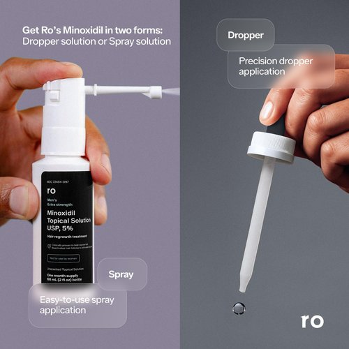 Roman Men's Topical Hair Regrowth Treatment Spray | 5% Minoxidil Solution, Clinically Proven for Thinning Hair, Easy to Use, Unscented | 3-Month Supply