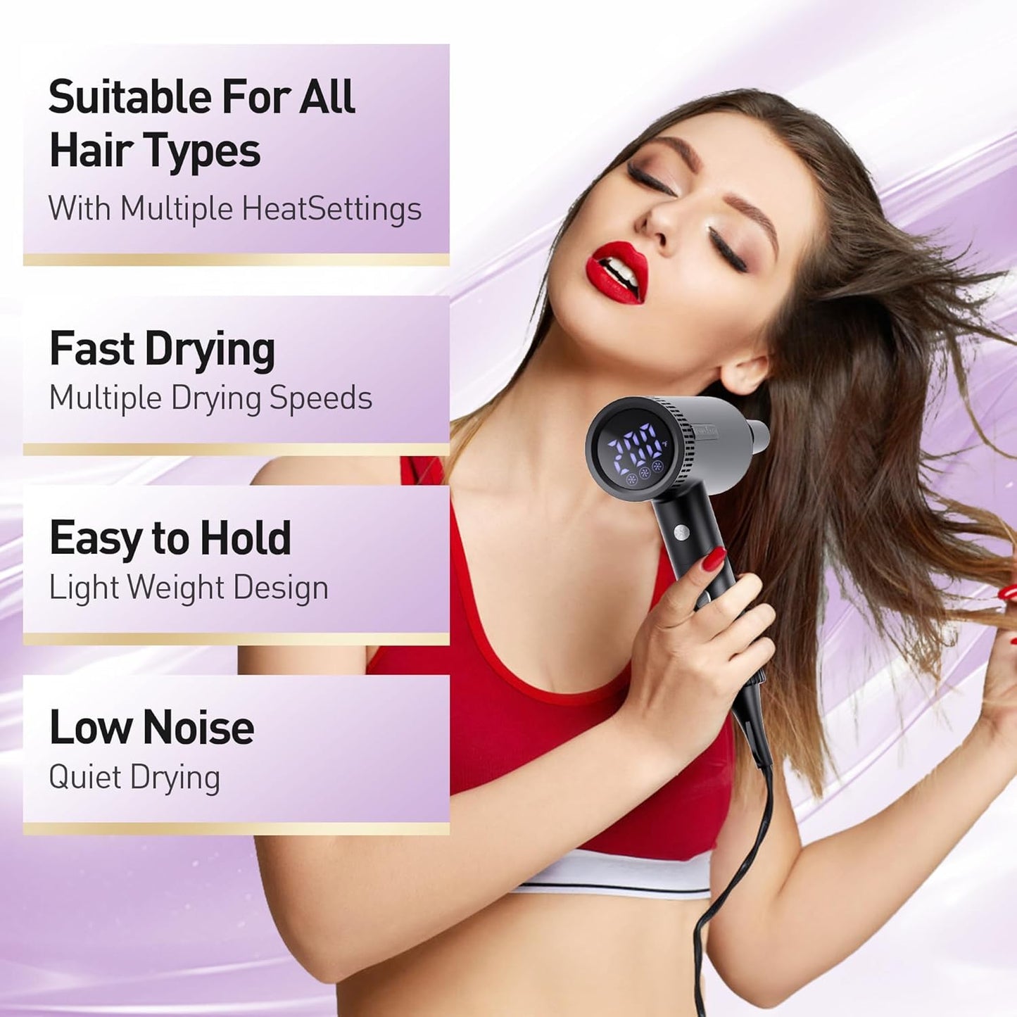 Skiennix Hair Dryer - High-Speed Ionic Blow Dryer with 1600 Watt Motor | Foldable & Lightweight for Fast Drying