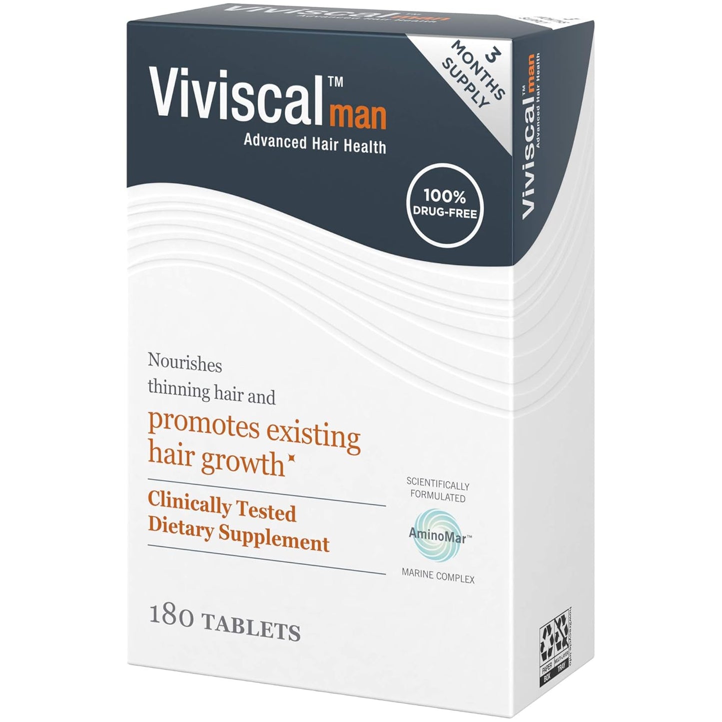 Viviscal Men's Hair Growth Supplements - Clinically Proven Collagen Complex for Thicker, Fuller Hair | 180 Tablets, 3-Month Supply
