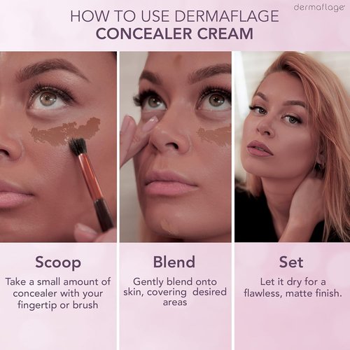 Dermaflage Waterproof Concealer Cream - Full Coverage Matte Finish for Face & Body | Hides Dark Circles, Tattoos & Acne - Deep Shade