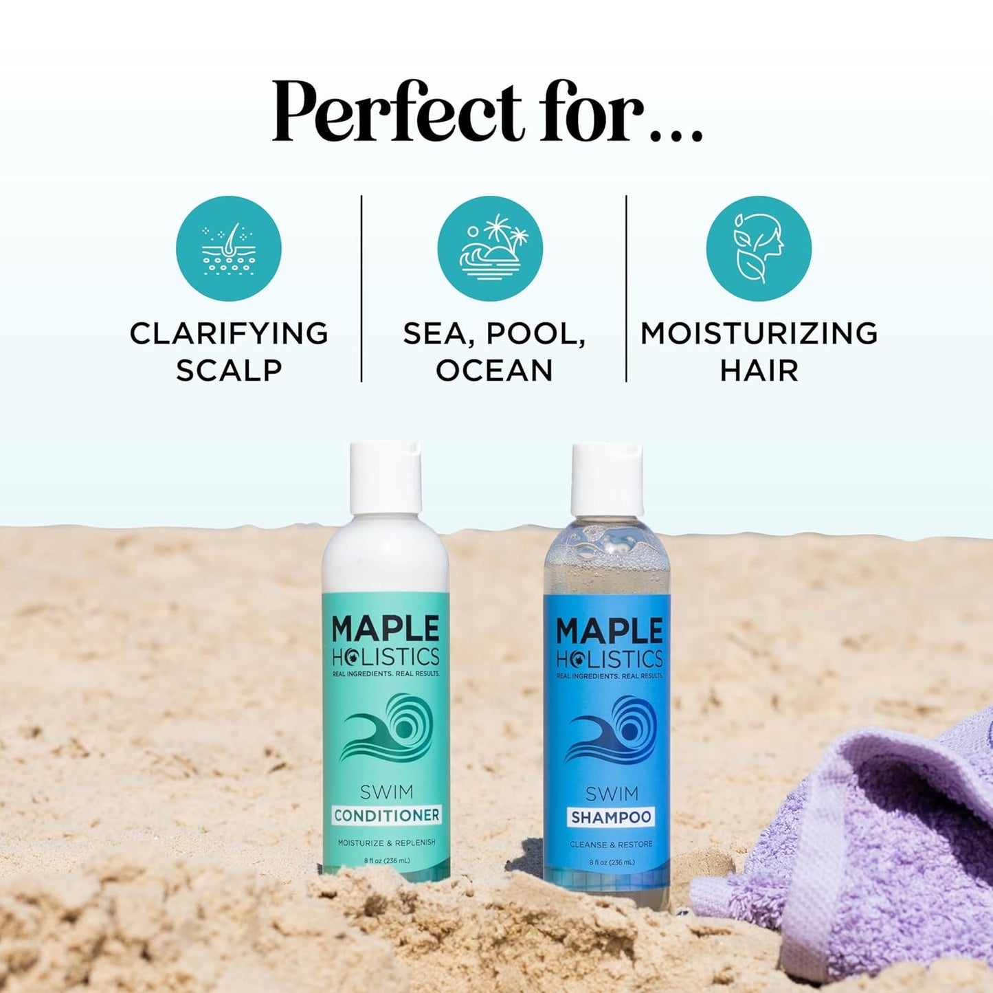Skiennix After Swim Shampoo and Conditioner Set - Chlorine Removal with Tea Tree & Rosemary Oil | Clarifying Formula for Swimmers