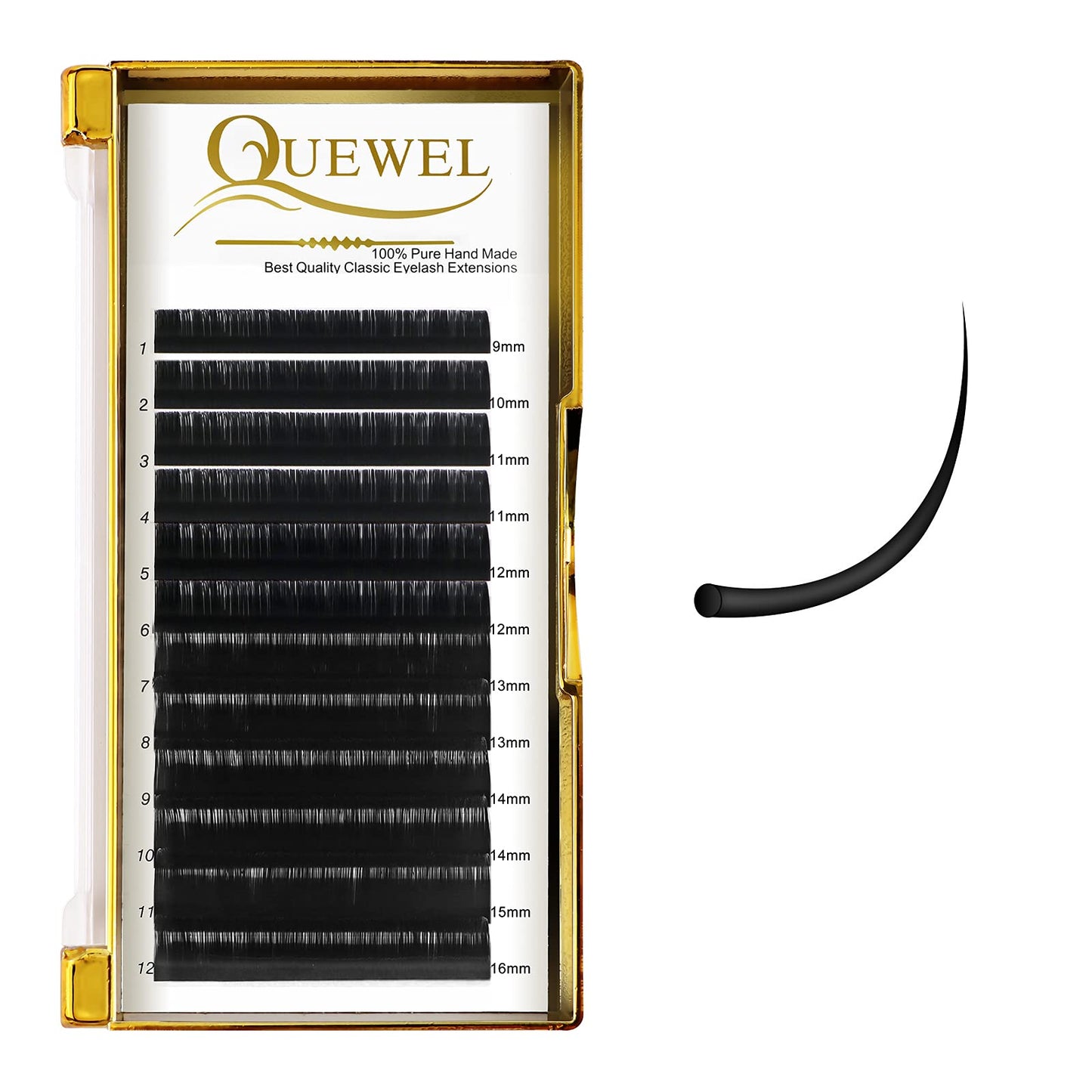 Classic Eyelash Extensions 0.18 D MIX9-16mm Lashes Extensions Supplies C/D Curl Single Length 9-20mm Mixed Length 9-16mm/15-20mm by QUEWEL (0.18 D MIX9-16)