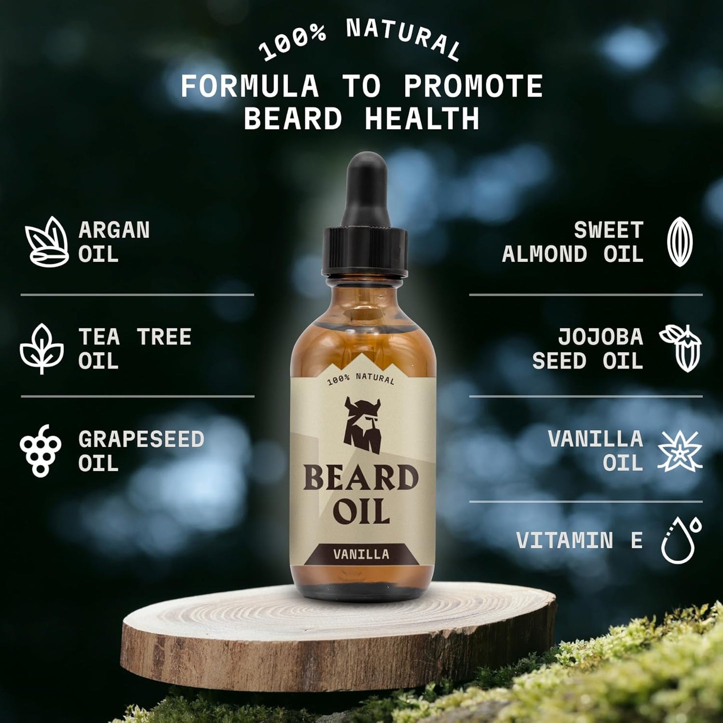 Striking Viking Vanilla Beard Oil - Naturally Derived Conditioner with Argan & Jojoba Oils for Soft, Moisturized Beard (2 Oz)