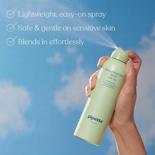 Pipette Baby Mineral Sunscreen Spray SPF 30 - Water-Resistant Non-Nano Zinc Oxide | Safe for Sensitive Skin, 6 oz