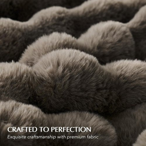 EverGrace Ultra Soft Luxury Faux Rabbit Fur Throw Blanket - Thick & Warm Reversible Design, Dark Taupe, 60x80 Inches