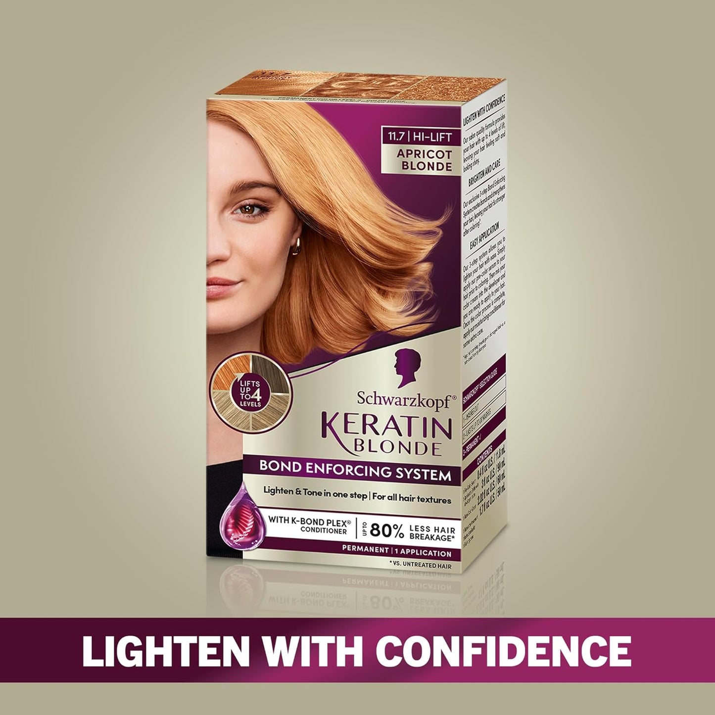 Schwarzkopf Keratin Hair Dye - 11.7 High Lift Apricot Blonde | Professional Permanent Color with Bond Enforcing System & Conditioner