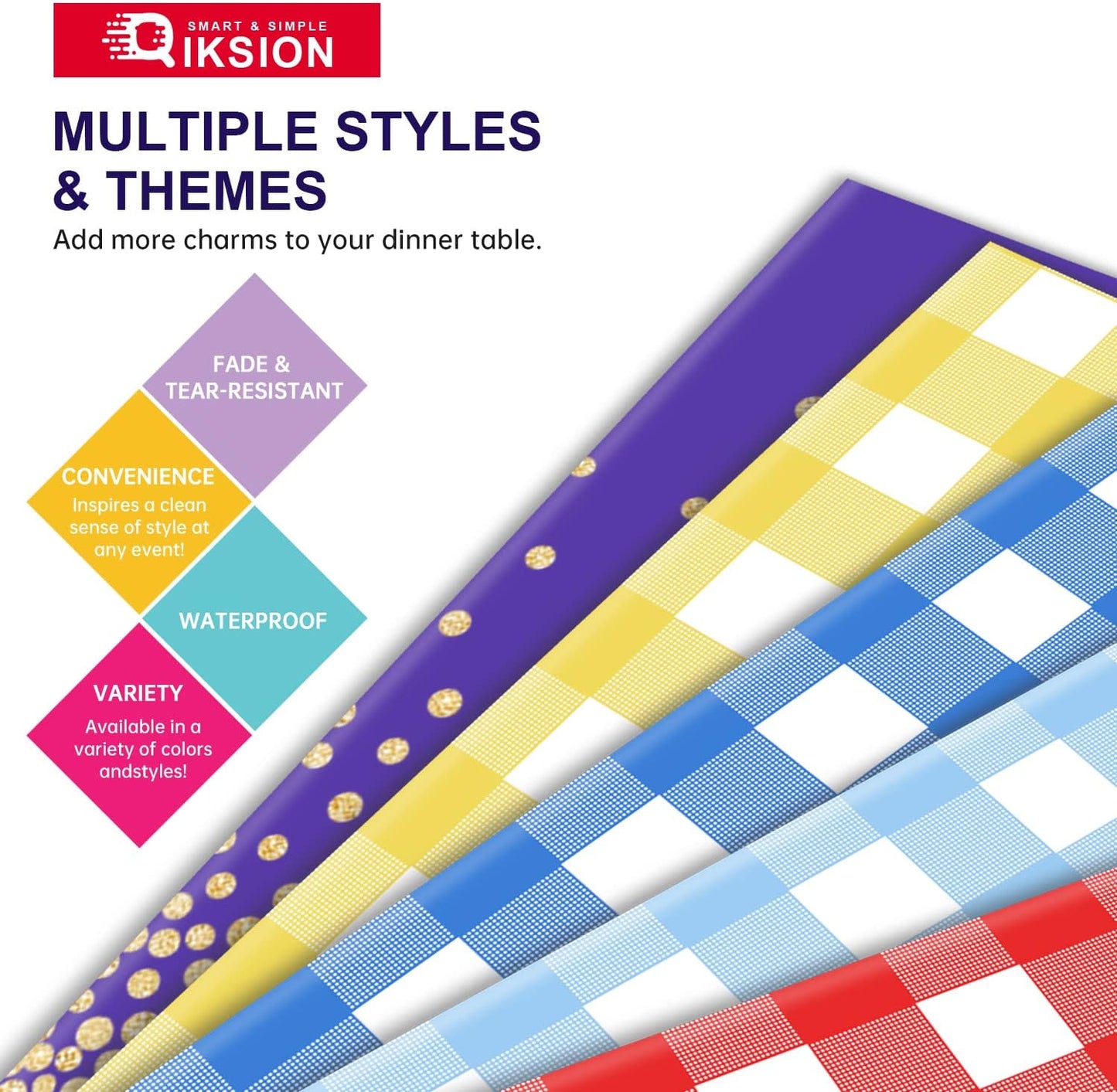 QIKSION Black Plastic Table Cloth Disposable 2 Pack, 54 x 108 Inch Tablecloths for Party, Graduation, Halloween Decorations, Rectangle Table Cover