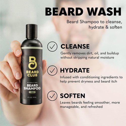 Beard Club Beard Wash & Conditioner Set - Hydrating Facial Hair Shampoo & Leave-In Conditioner for Men