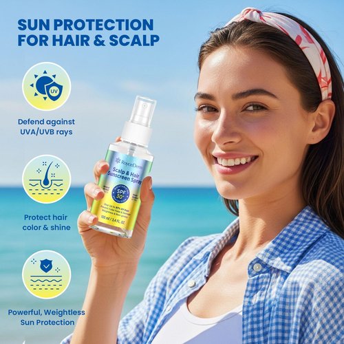 Scalp Sunscreen Spray SPF 30+ by [Brand Name] - UV Protection, 80-Min Water-Resistant, Non-Greasy - 100ml