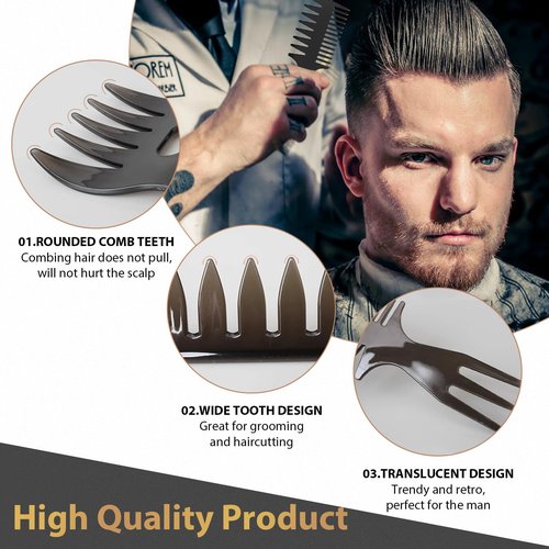 Hair Brush for Men, DUAIU 7Pcs Combs for Men, Hair Styling Comb Set with Vent Hair Brushes, Quiff Round Hair Brush, Wide Tooth Combs, Texture Comb for Blow Drying, Detangling, Grooming, Hairdressing