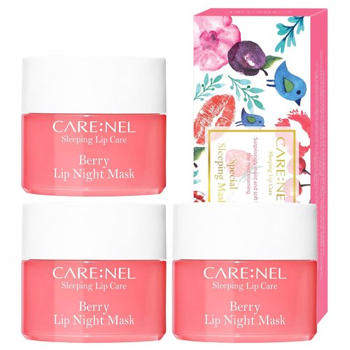 CARENEL Lip Sleeping Mask - Berry 3 Set | Moisturizing Overnight Treatment for Dry Lips