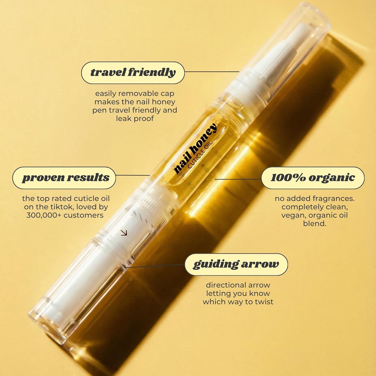 Twinkled T Nail Honey Cuticle Oil Pen - Organic Nail Growth Treatment for Dry Cuticles & Brittle Nails | 2ml