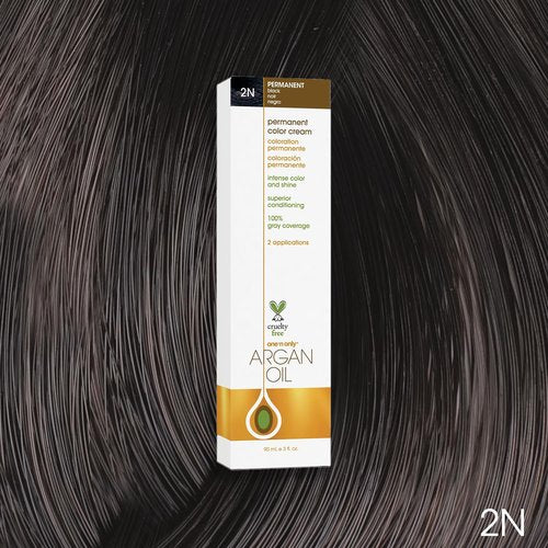 One N' Only Permanent Hair Color - Argan Oil Infused Dye for Rich Gray Coverage - 2N Black (3 oz)