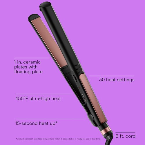 INFINITI PRO CONAIR Rose Gold Ceramic Flat Iron - 1-Inch Extra-Long Plates & Advanced Heat Technology