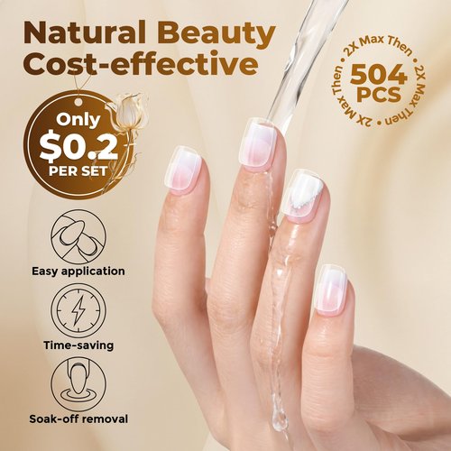 UNA GELLA Extra Short Nail Tips: 504pcs Square Fake Nails Pre-shape XS Short Square Press on Nails Gel Tips Full Cover Acrylic Nails False Nails for DIY Salon 12 Sizes