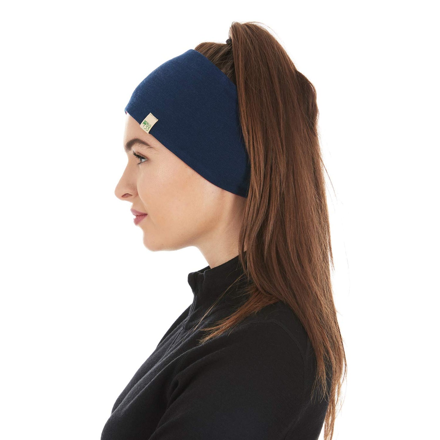 Merino Wool Reversible Headband Navy Blue/True Red One Size