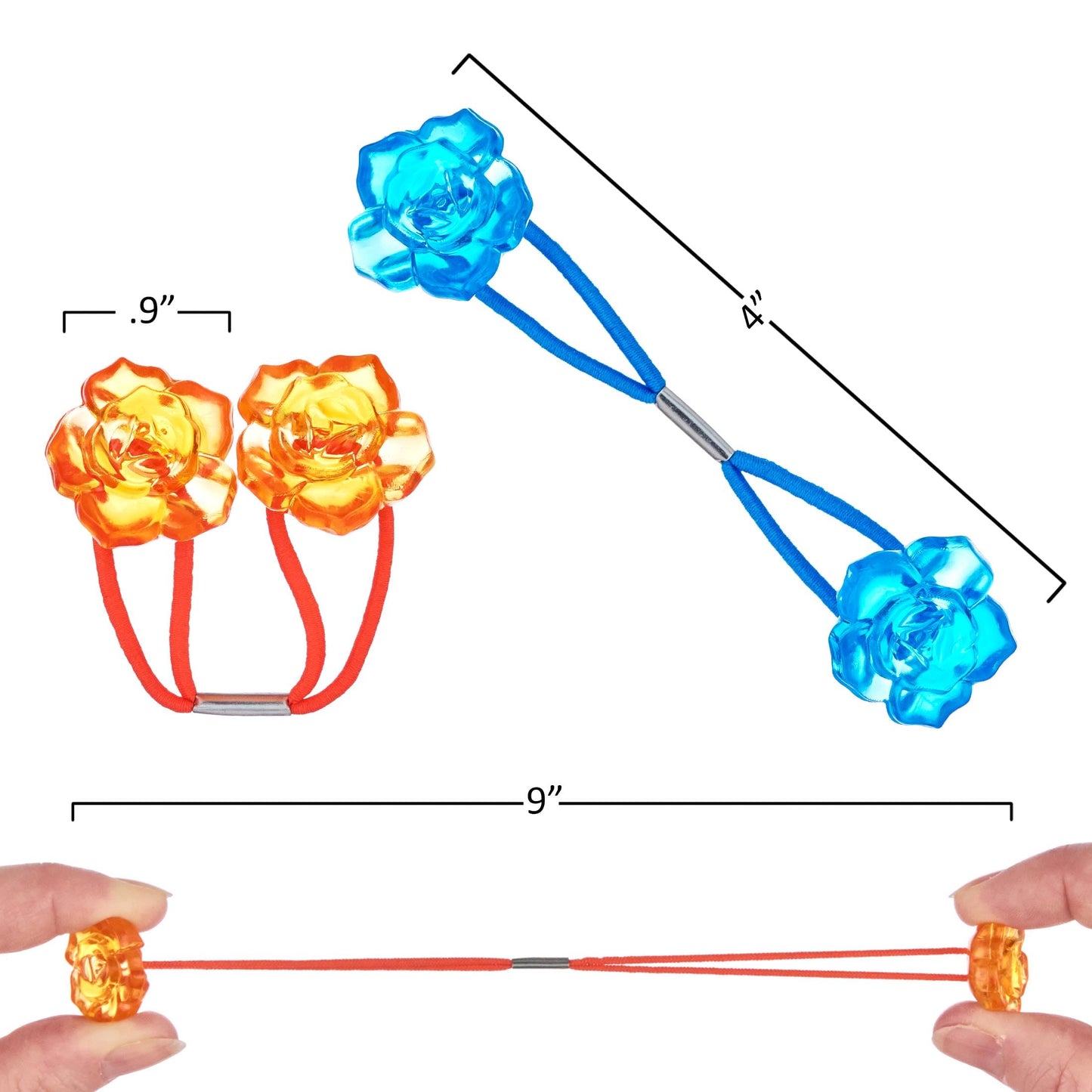EXPRESSIONS Hairband 24-Piece Rose Twin Bead Ponytail Hair Elastics, Girls Value Pack