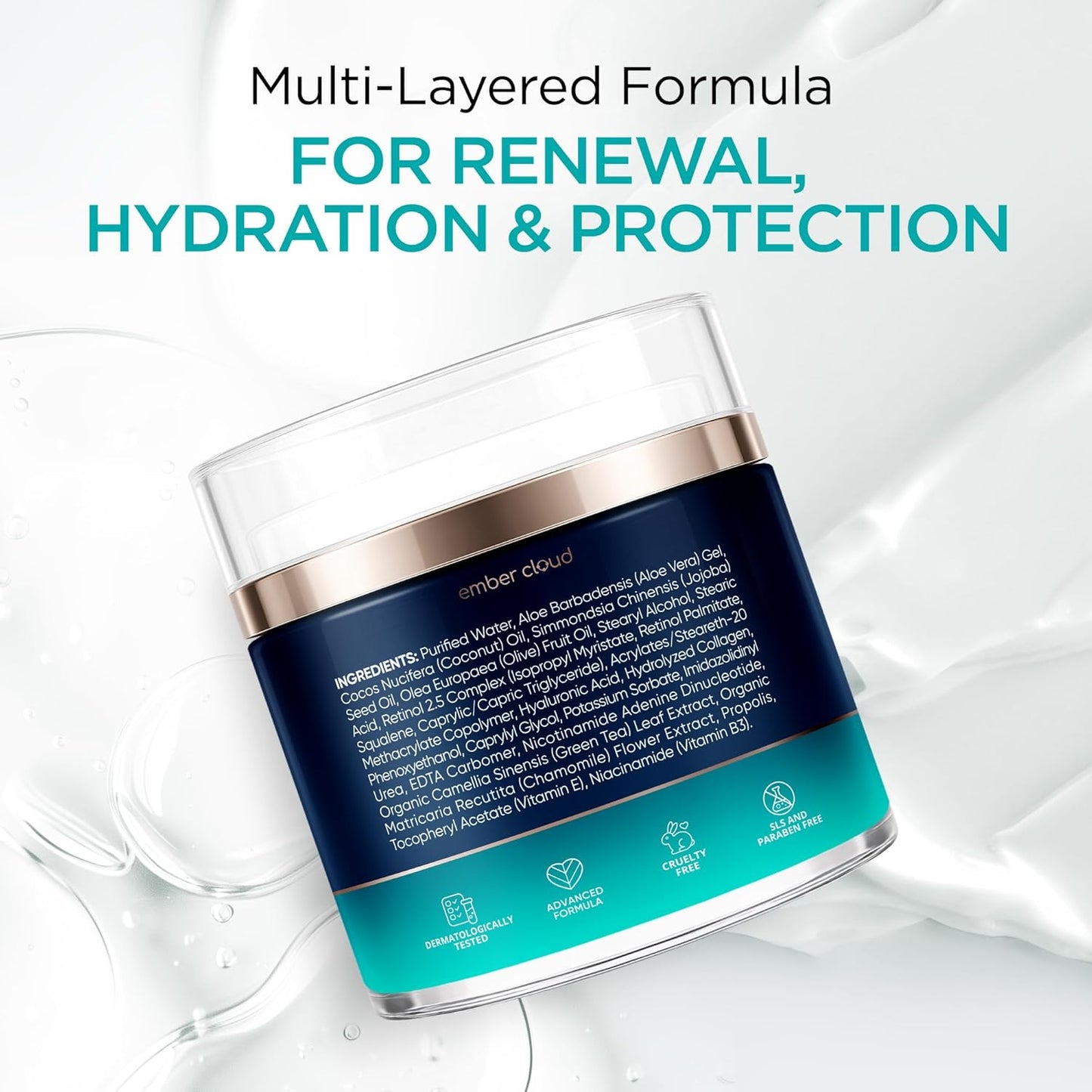 Skiennix Collagen NAD+ Face Cream - Anti-Aging Retinol & Hyaluronic Acid Moisturizer - 1.7 Oz
