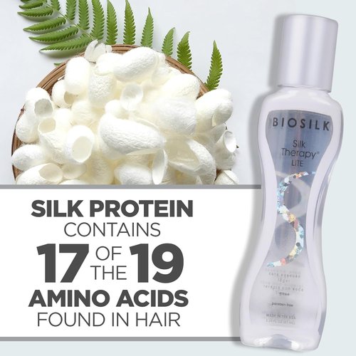 BioSilk Silk Therapy Lite - Ultra-Light Leave-In Hair Treatment for Fine Hair | Smooths & Adds Shine, 2.26 Oz