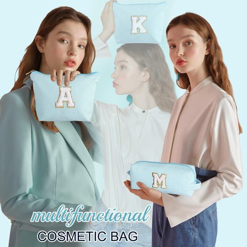 YOOLIFE Initial Makeup Bag for Women Girls - Skin Care for Teens 10-12 | Make Up Bag | Gifts for Women | Graduation Gifts | Mothers Day Gift | Tween Girls Trendy Stuff Spring Break Essentials T