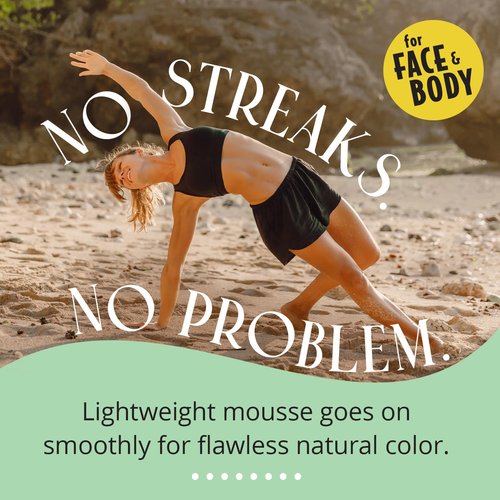 Skinerals Self Tanner Mousse, Organic Sunless Tanning Foam for Face & Body, Natural Looking, Streak-Free, Quick-Drying, Long-Lasting Fake Tan, 8 oz, Californium