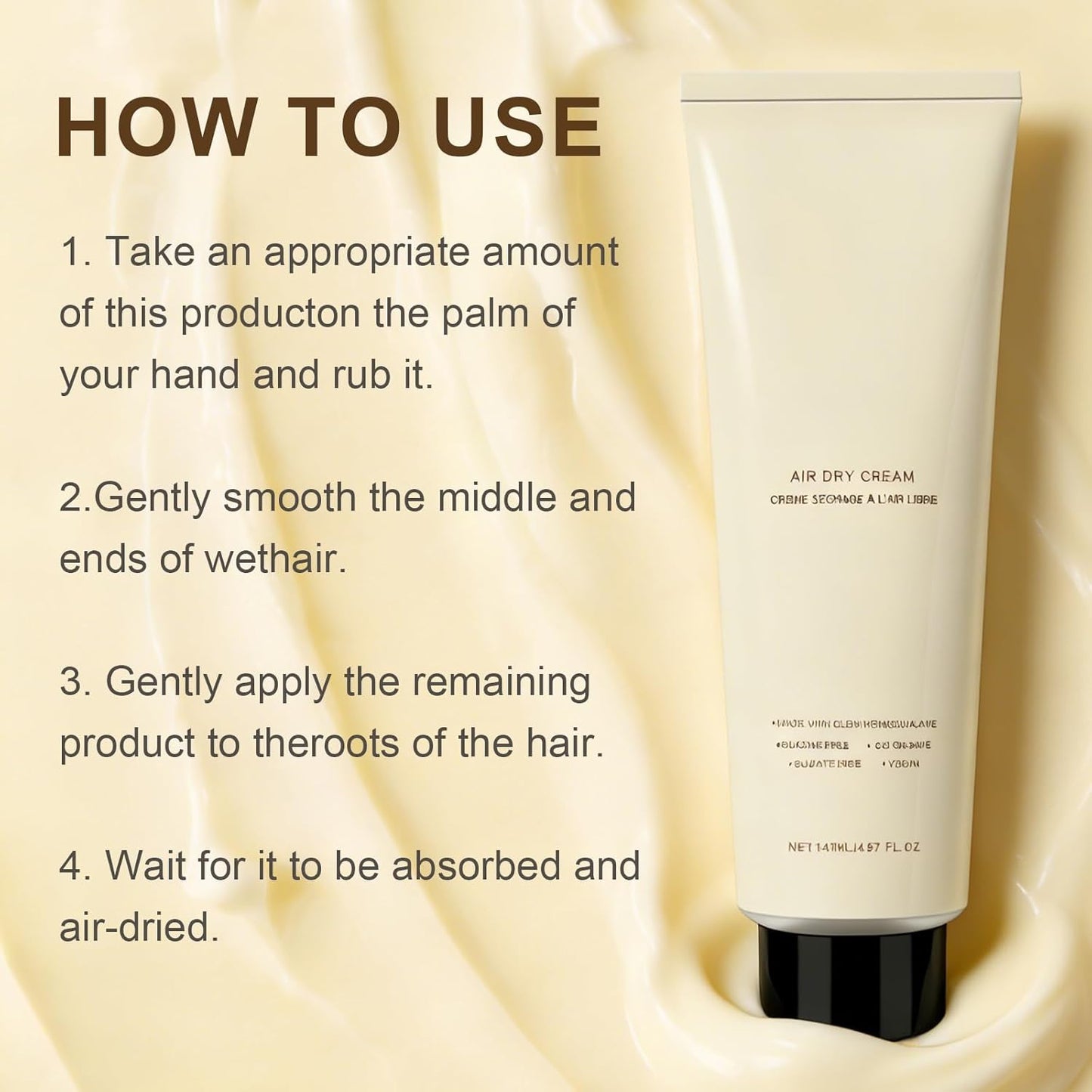 Skiennix Smoothing Air Dry Cream - Frizz Control Lotion for Curly, Wavy & Straight Hair | Hydrating Formula