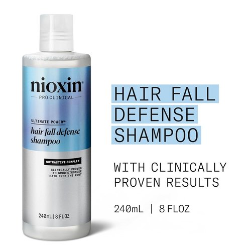 Nioxin Hair Fall Defense Shampoo - Activates Hair Follicles for Less Hair Loss | With Lauric Acid & Caffeine