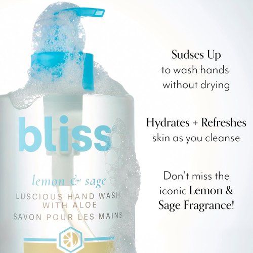 Bliss Luscious Hand Wash - Hydrating Lemon & Sage Soap with Aloe, Coconut Oil & Vitamin B5 - 12.14 fl oz