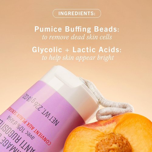 First Aid Beauty Peachy Smooth Duo - KP Bump Eraser Scrub & Brightening Lotion with 10% AHA | 8 oz Scrub, 6.7 oz Lotion