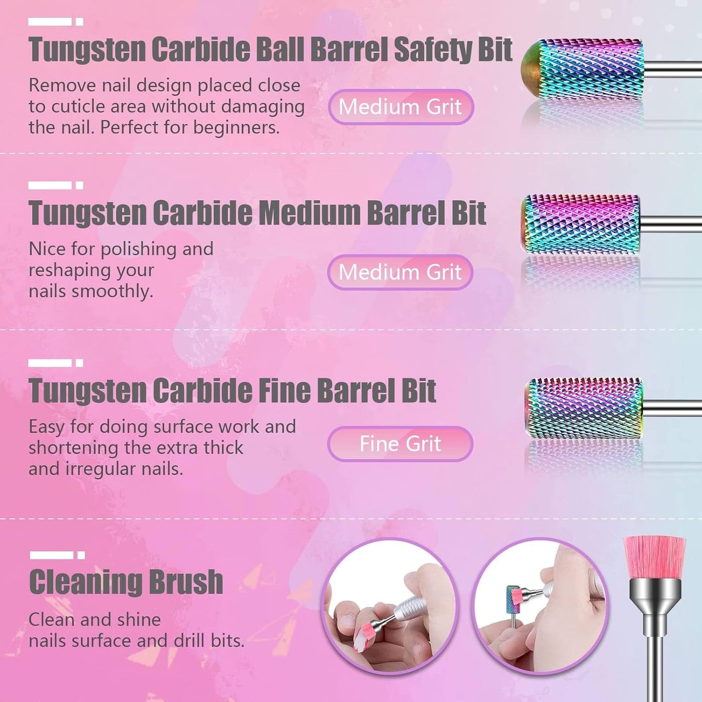 Depvko 21pcs Nail Drill Bits Sets, 3/32 Inch Cuticle Electric Nail File and Ceramic Acrylic Gel Nail Bit Kit, Acrylic Nail Art Tools, Carbide Remover Bits for Manicure Pedicure, Home Salon