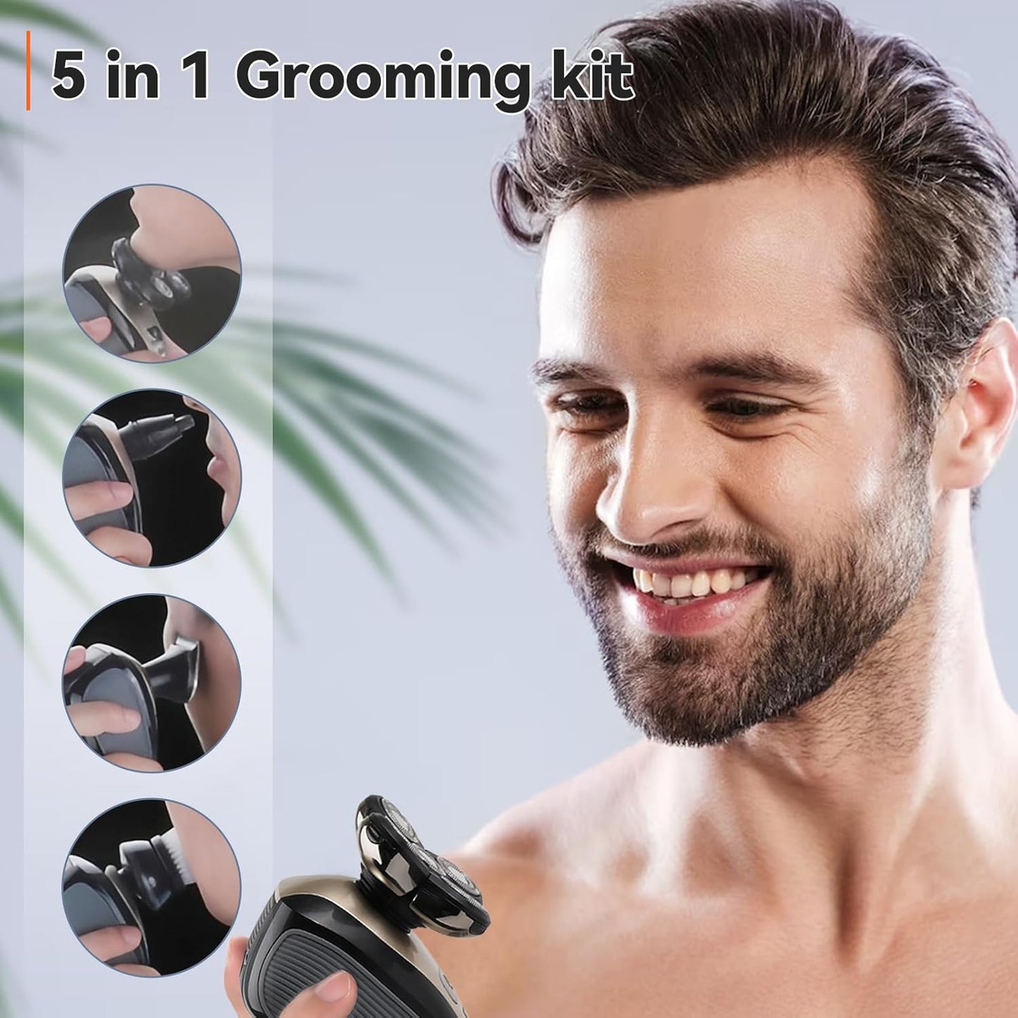 Skull Shaver 5-in-1 Head Shaver for Bald Men - Rechargeable Electric Razor & Hair Clippers | Brown